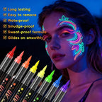 8-color luminous body painting, UV neon face painting pen, luminous face painting kit, washable skin tattoo pen, Halloween party makeup (8 colors)