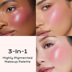 Color Nymph 3-IN-1 Face Palette, Ultra-Smoothy Creamy Blush Highlighter Bronzer Palette, Shimmer & Long-Lasting, Glowy Finish - Makeup Stacks for Travel | Vegan & Cruelty-Free - Starlit Glow