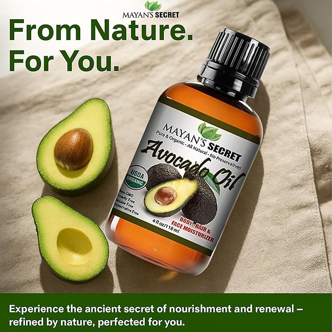 Mayan's Secret - Avocado Oil For Hair and Skin - Natural Dry Skin Face Moisturizer - Collagen Boosting for Aging Skin Combat Fine Lines and Wrinkles