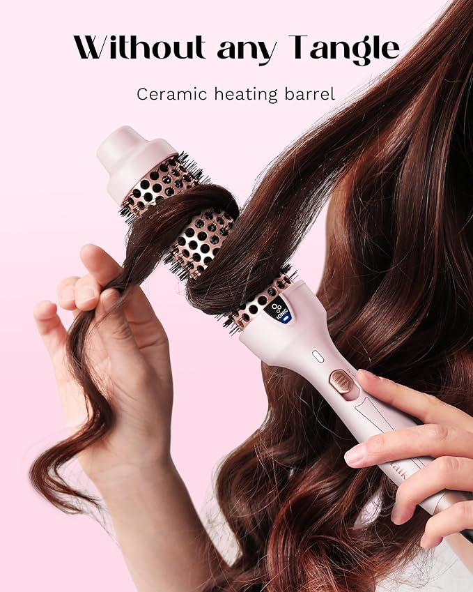 Wavytalk Thermal Brush, Blowout Express 1.5 Inch Negative Ion Thermal Round Brush Creates Blowout Look Makes Hair Shinier & Smoother, Dual Voltage, Easy to Use (Pink)