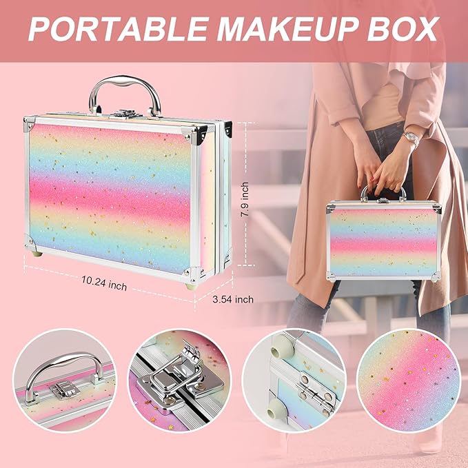 Makeup Kit for Teen Girls, Complete Cosmetic Set with Eyeshadow Palette, Lipstick, Blush, Lip Gloss, Brushes, Gifts for Christmas Thanksgiving