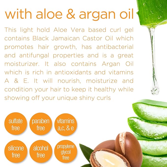 Curl Defining Gel - 100% Vegan, Cruelty Free, Paraben Free - Deep Moisture, Medium Hold, Aloe Vera Based Gel for Curly Hair - Anti-Frizz Curl Definer, Loose Curls and Wavy Hair - 8 Oz