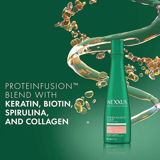 Nexxus Unbreakable Care Thickening Conditioner with Keratin, Collagen, Biotin for Fine and Thin Hair 13.5 oz