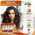 Moroccan Argan Oil Shampoo and Conditioner Set - Sulfate Free with No Parabens - Botanicals for Women and Men - Professional Moisturizing, Anti Frizz, Hydrating Solution for Dry, Wavy and Curly Hair