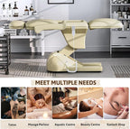 3 Motor Electric Esthetician Bed, Fully Electric Facial Chair with Adjustable Height, Backrest and Footrest, Spa Chair with Armrest & Heavy Duty Base, PU Leather for Spa, Tattoo, Eyelash and So On