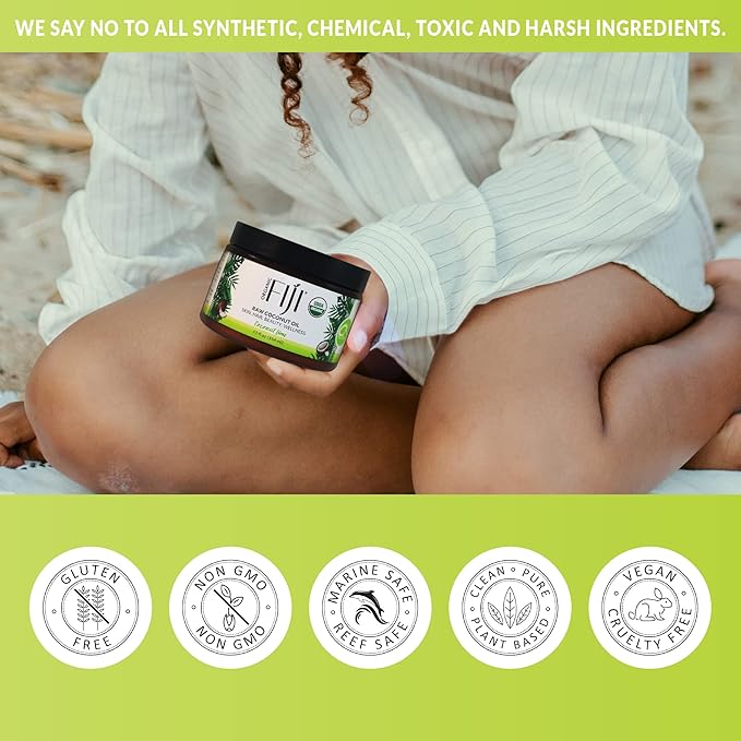 Organic Fiji Raw Cold Pressed Coconut Oil for Hair, Skin, Face & Body | Relaxing Massage Oil | Coconut Lime,12 oz for Women Men & Baby