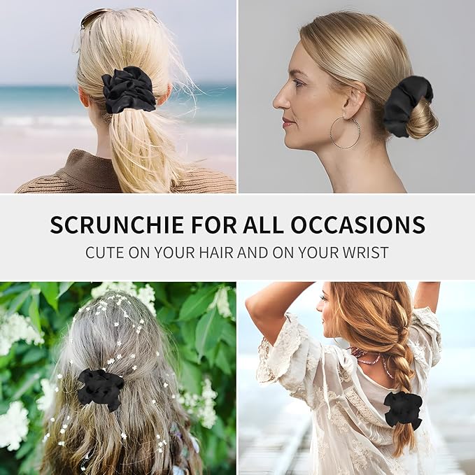 5Pcs Mulberry Silk Hair Ties,Silk Hair Scrunchies for Frizz & Breakage Prevention,No Damage,Elastic Ponytail Holders, Funny Gifts for Girlfriend Her Mon Grandma Daughter