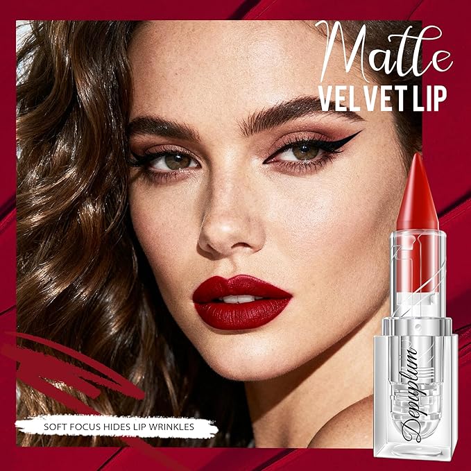 Dark Red Lipstick Gradient Matte Lipsticks Lip Liner Combo Set for Women Waterproof Long Lasting Lip Stick Pencil Cream Lip Liner and Lipstick Combo Makeup, E3