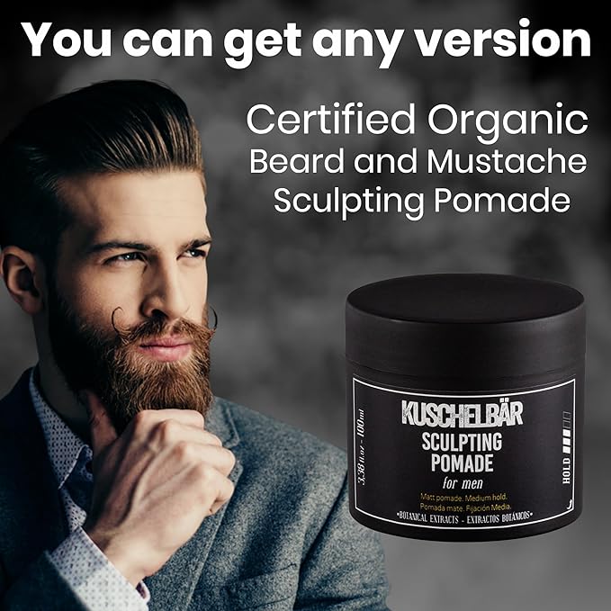 KUSCHELBAR Matte Hair Pomade for Men | Medium Hold | Matte Finish | Hair Wax with Kaolin Clay & Beeswax | Natural Look | Botanical Extracts | Nourishing, Non-Greasy Styling | 3,38 fl.oz.