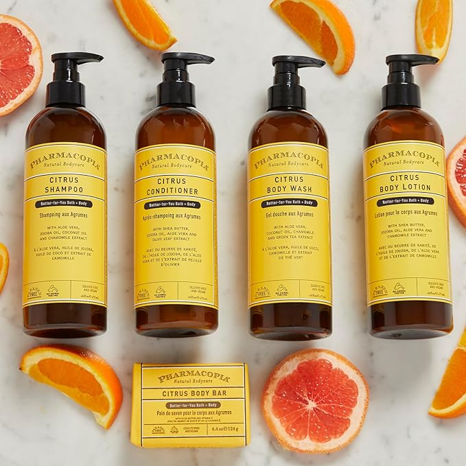 Pharmacopia Citrus Shampoo - Natural Hair Care with Plant Based & Organic Ingredients Aloe Vera, Jojoba Oil, Coconut Oil, and Chamomile Extract - Vegan, Cruelty Free, No Parabens or Sulfates, 16 oz