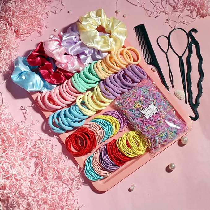 YANRONG 1159PCS Hair Accessories for Woman Set Seamless Ponytail Holders Variety Hair Scrunchies Hair Bands Scrunchy Hair Ties For Thick and Curly (Multicolour)
