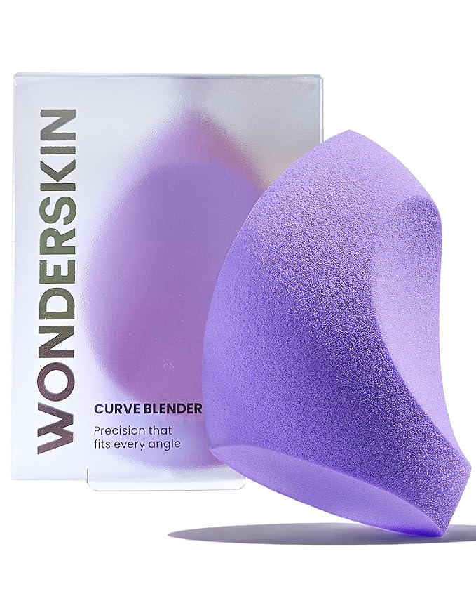 Wonderskin Curve Blender - Patent-Pending Makeup Sponge with Ergonomic Design for Seamless Blending & Contouring – For Foundation, Creams & Powders