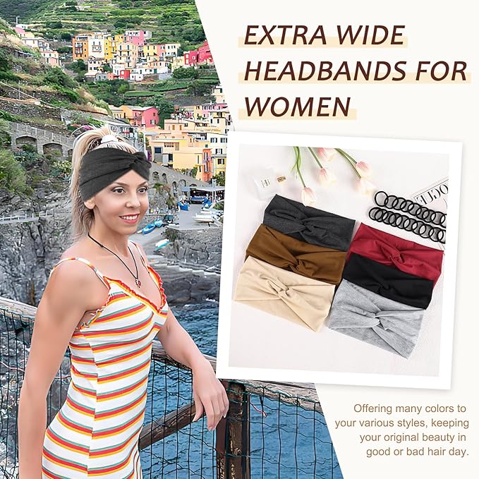 12 Pcs Stretchy Sport Headbands for Women,Absorbed Sport Headband Soft Twist Knotted Headbands for Yoga, Workout Daily Life