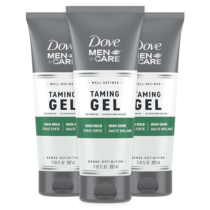 DOVE MEN + CARE Styling Gel 3 count Hair Taming Gel for a Strong Hold Hair Styling Product for Thicker and Healthier Looking Hair 7 oz