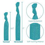 MEEDEE Teal Blue No Crease Soft Knotted Hair Ties - 100 Pack Ouchless Yoga & Pony Tail Bracelets for Women