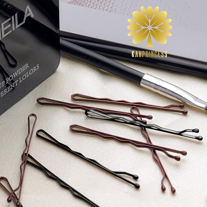 100PCS 2.4Inch Bobby Pins Black,Pain-Free Bobby Pins for All Hair Types,Brown Hair Pins for Women Girls,Hairpins for Buns with Box(Black+Brown)