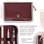 3 Swords Germany - brand quality 6 piece manicure pedicure kit set for professional finger & toe nail care with synthetic leather case - Made in Germany - burgundy