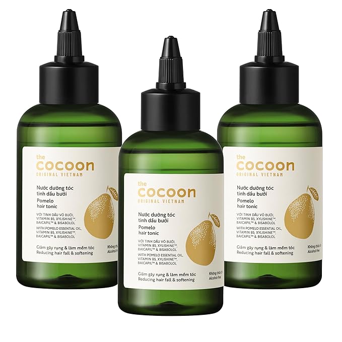 Cocoon Pomelo Oil Hair Tonic. 100% Vegan Scalp Serum Treatment for Thinning, Damaged & Breakage Hair | Soften, Reduce Hair Loss & Promote Hair Growth (4.73 fl oz Each) (3 Boxes)
