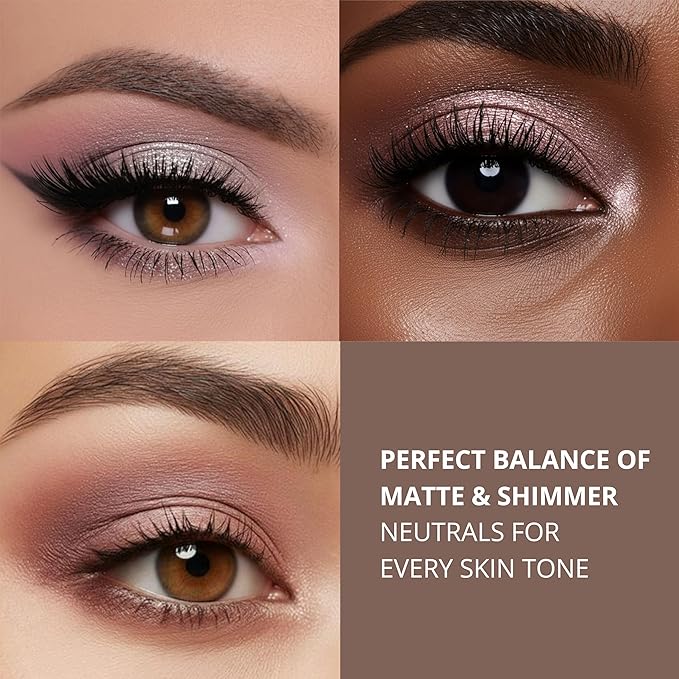 Lamora Nude Eyeshadow Palette - 12 Soft Pink Rose Shadows, Multi-Use Eye Makeup Palette with Matte & Shimmer Finishes, Ultra-Blendable Everyday Neutrals, Long-lasting Wear, Travel Makeup with Mirror