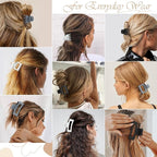 3 Style Claw Hair Clips Set for Women - 9 pcs Medium Rectangle Clips for Thick Hair, Square Clips for Thin Hair - Grey