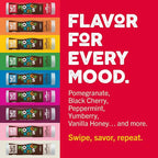 Mongo Kiss Organic Lip Balm 6-Pack by Eco Lips 100% Organic Beeswax & Cocoa Butter Lip Care with Mongongo Oil - Soothe & Moisturize Dry & Cracked Lips - Made in USA. (Pomegranate, Yumberry, Blood Oran