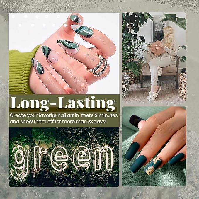 Beetles Green Gel Nail Polish Set, 6 Colors Dark Green Gray Blue Baby Blue Color Gel Nail Polish Misty Soak Off DIY Home Uv Nails Gifts for Women Girls