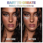 8 Pcs Holographic Multicolor Glitter Freckles Face Tattoo, Glow Up Cosmetic Glitter for Face, Sparkle Makeup Patches, Waterproof Face Speckles for Christmas (8PcsG Holographic Multicolor)