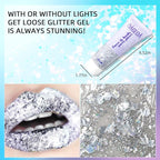 DAGEDA Body Glitter Gel, Body Sequins Shimmer Liquid Eyeshadow, Chunky Glitter for Face Hair Nails, Holographic Cosmetic Laser Powder Festival Glitter Makeup 50ml(Silver)