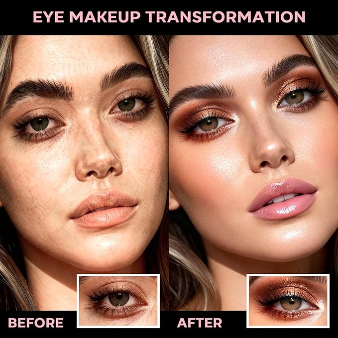 18 Color Eyeshadow Palette, Natural Nude Matte Shimmer Glitter, Long Lasting Baked Makeup Palette for Eye Highlight Blush, Earth Tones