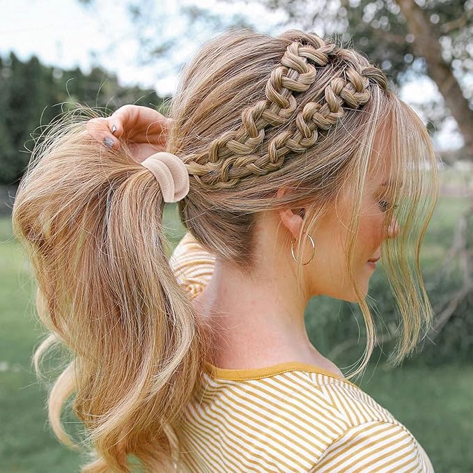 Bessrung 100 Pcs Thick Seamless Hair Ties, Ponytail Holders, Pink, No Damage for Thick Hair, Valentine's Day Christmas Gift