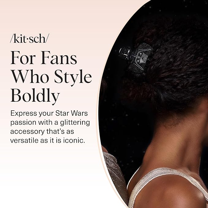Kitsch x Star Wars Darth Vader Glitter Medium Hair Clip for Women – Dark Side Galaxy-Inspired Claw Clip | Recycled Plastic, Strong Secure Grip | Ideal Gifts for Women, Hair Accessories for Girls