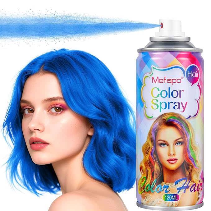 Blue Hair Spray, Temporary Hair Color Spray for or Kids Women Men, Temporary Blue Hair Dye, Washable Hair Wax Color,Hair Coloring Natural Hair Strong Style Gel for Christmas Party,Cosplay(4.06oz)