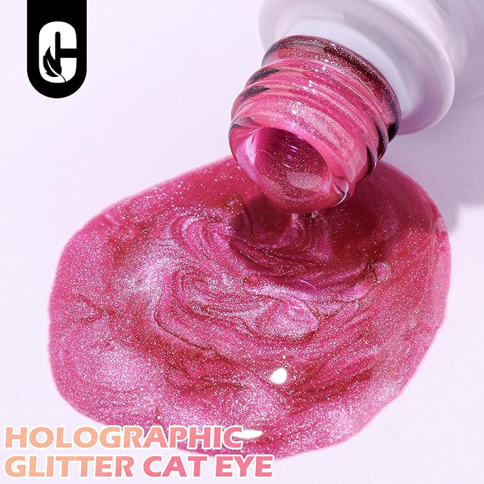 Clara Colors Magnetic Nail Polish, 12 Colors Pink Red Purple Brown Holographic Cat Eye Gel Nail Polish Set with Magnets Black White Base Top Coat Gel Soak Off Led Nail Art Manicure Salon DIY Gifts