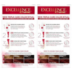 L'Oreal Paris Excellence Crème Permanent Hair Dye, Triple Care Hair Color with Pro-Keratine Complex for 100% Gray Hair Coverage, 4RM Dark Mahogany Red, 1 Kit (Pack of 2)