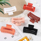 3.5 Inch Medium Hair Claw Clips 6 Pack Hair Clips for Women Square Rectangle Claw for Hair Banana Jaw Clips Hair Accessories for Girls (Orange)