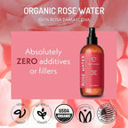 Eve Hansen Organic Rose Water Spray for Face | Huge 8 oz Moroccan Rosewater Face Toner and Makeup Setting Spray | Soothing Neck and Face Mist to Reduce Eye Puffiness, Dark Circles and Redness
