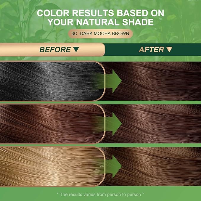 Permanent Hair Dye Hair Color for Gray Hair Coverage PPD-Free Hair Color Kit Medium Brown Hair Dye 3C Dark Mocha Brown Chocolate Brown