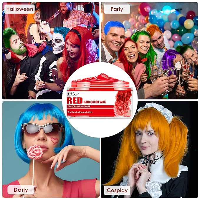 6 Colors Temporary Hair Color for Kids,Hair Wax Color for Halloween,Gifts for Teens,Girls,Boys,Gifts for Kids,Hair Color Spray Green Orange Pink Purple Red Blue Hair Dye Wax