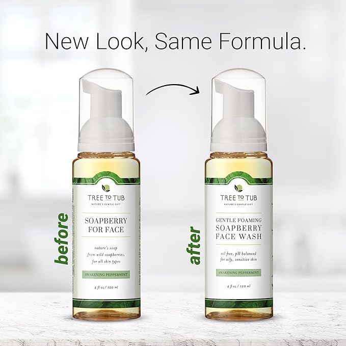 Tree to Tub Sensitive Skin Face Wash for Oily or Combination Skin - Gentle Tea Tree Face Cleanser for Women & Men, Oil Free Daily Foaming Facial Cleanser w/Organic Aloe Vera, All Natural Peppermint