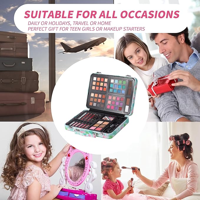Hot Sugar Makeup Kit for Teenager Girls 10-12, All in One Beginner Makeup Kit for Women Full Kit, Teen Cosmetic Gift Set on Birthday Christmas (Green Flamingo)