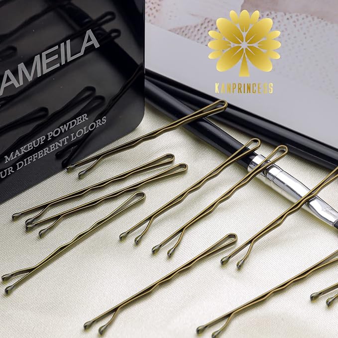 100PCS 2.4Inch Bobby Pins Bronze,Pain-Free Bobby Pins for All Hair Types,Hair Pins for Women Girls,Hairpins for Buns with Box(Bronze)