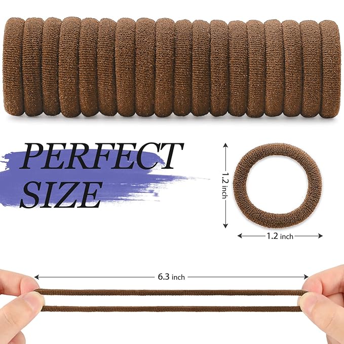 100PCS Hair Ties for Women And Kids, Seamless Thick Hair Bands, Elastic Baby Hair Ties No Damage Ponytail Holder, Cotton Toddler Hair Tie, No Crease Small Hair Tie For Toddler Girls (Brown)