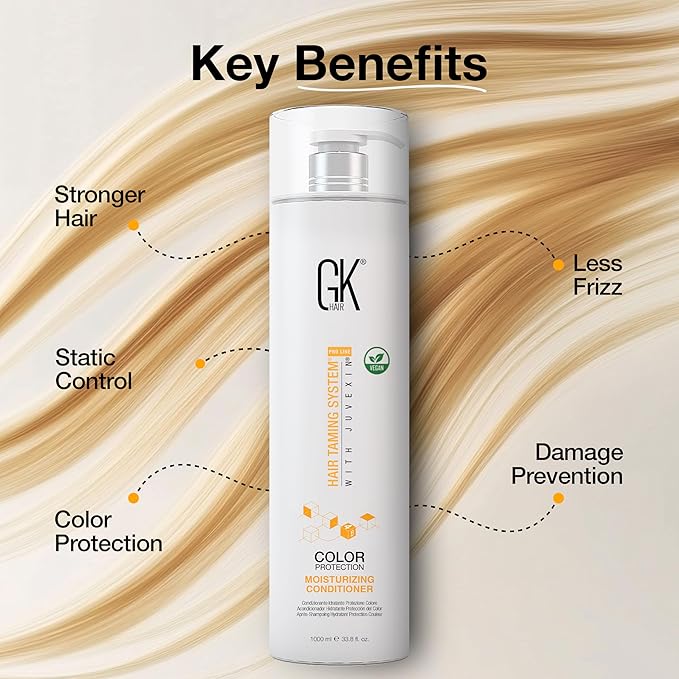 GK HAIR Moisturizing Conditioner Colored Hair Treated for Dry Damaged Repair Curls Intense Hydration Strengthening Frizz Control Keratin Treatment Argan Oil Paraben, Phthalate & Sulfate Free 33.8 OZ