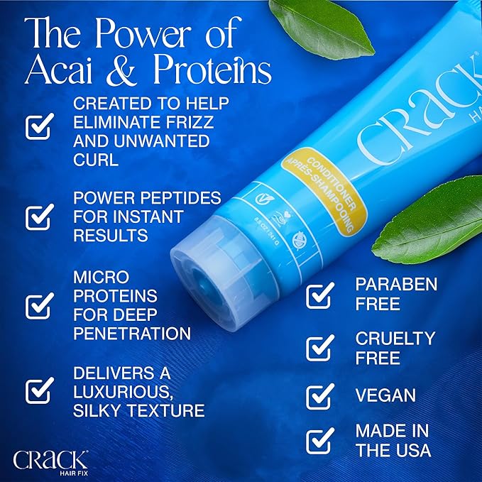 Crack HAIR FIX Conditioner with Twist Bottle | Intense Hydration & Frizz Control | Strengthens, Detangles & Restores Shine | Sulfate-Free, Vegan, Cruelty-Free & Made in USA | 8.5 Oz