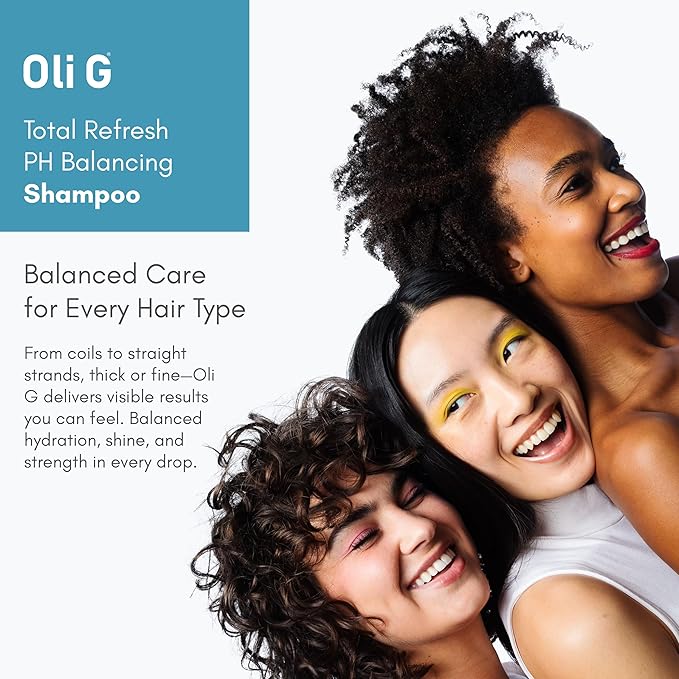 Oli G Total Refresh pH Balancing Shampoo – Lightweight Daily Cleanser for All Hair Types – With Marula Oil, Shea Butter & Quinoa Protein – Hydrating, Anti-Frizz Formula – 33.8 fl oz