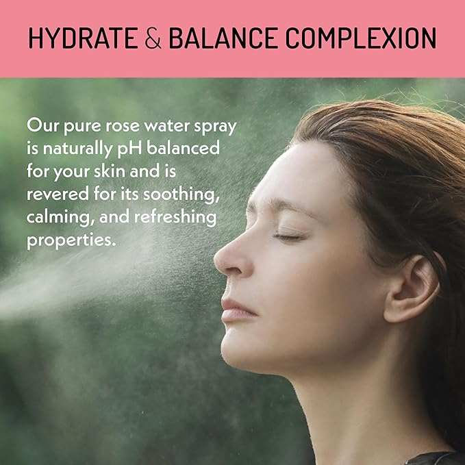 Eve Hansen Organic Rose Water Spray for Face | Huge 8 oz Moroccan Rosewater Face Toner and Makeup Setting Spray | Soothing Neck and Face Mist to Reduce Eye Puffiness, Dark Circles and Redness