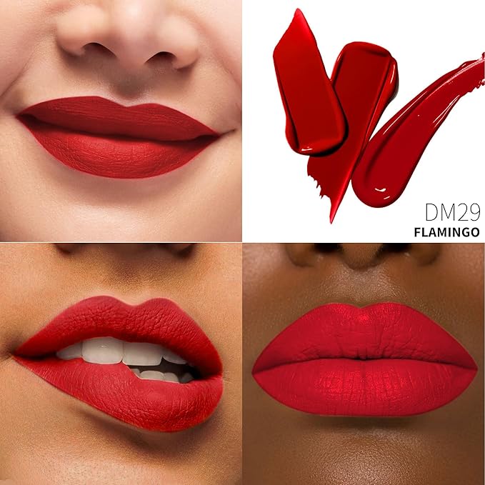 3Pc Matte Liquid Lipsticks for Women Red Lipstick Brown Lisptick Purple Lipstick Cruelty Free Long Lasting Lip Makeup, DM15+22+29