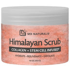 Himalayan Salt Scrub, Face, Foot, and Body Exfoliator with Collagen and Stem Cells, Exfoliating Scrub for Toning, Cellulite, and Skin Care by M3 Naturals 16 fl oz
