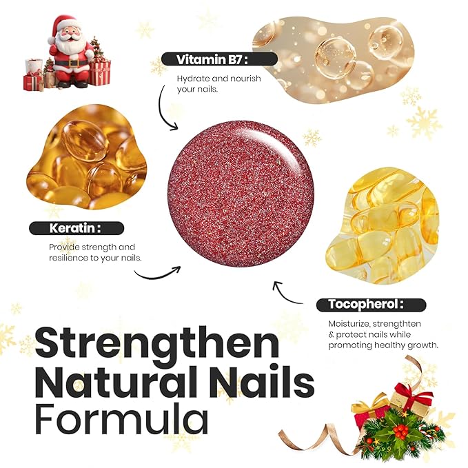 Beetles Glitter Nail Polish Set, 6 Color Silver Pink Gold Red Brown Black Quick Air Dry Nail Polish Natural Elegant Nail Lacquer Manicure DIY Nail Art Salon Christmas Gifts For Women