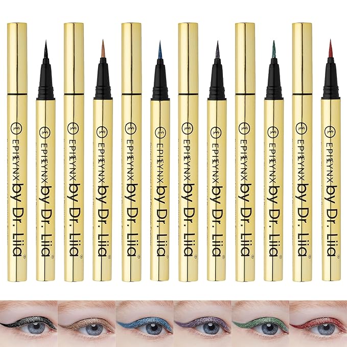 Liquid Eyeliner - Hypoallergenic Eyeliner with Fine Brush Tip, Long-Lasting Waterproof Eye Liner - Cruelty-Free, Vegan, Hypoallergenic, Gluten-Free, Smooth Liquid Eye Liner - 6 Shades Gift Set